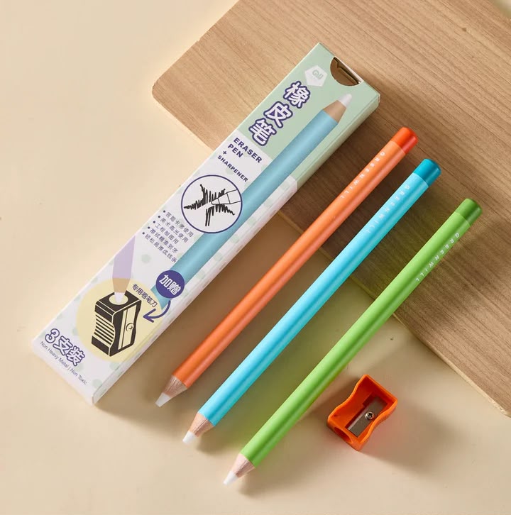 Pencil Eraser – Set of 3 with Sharpener