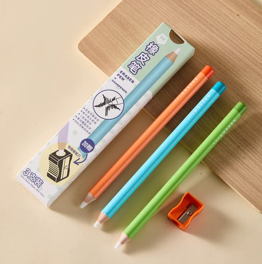 Pencil Eraser – Set of 3 with Sharpener
