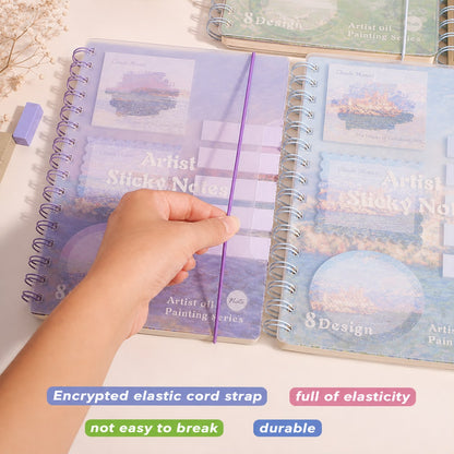 Artistic Spiral Notebook with Sticky Notes | Artist Oil Painting Series | Monet & Van Gogh Inspired