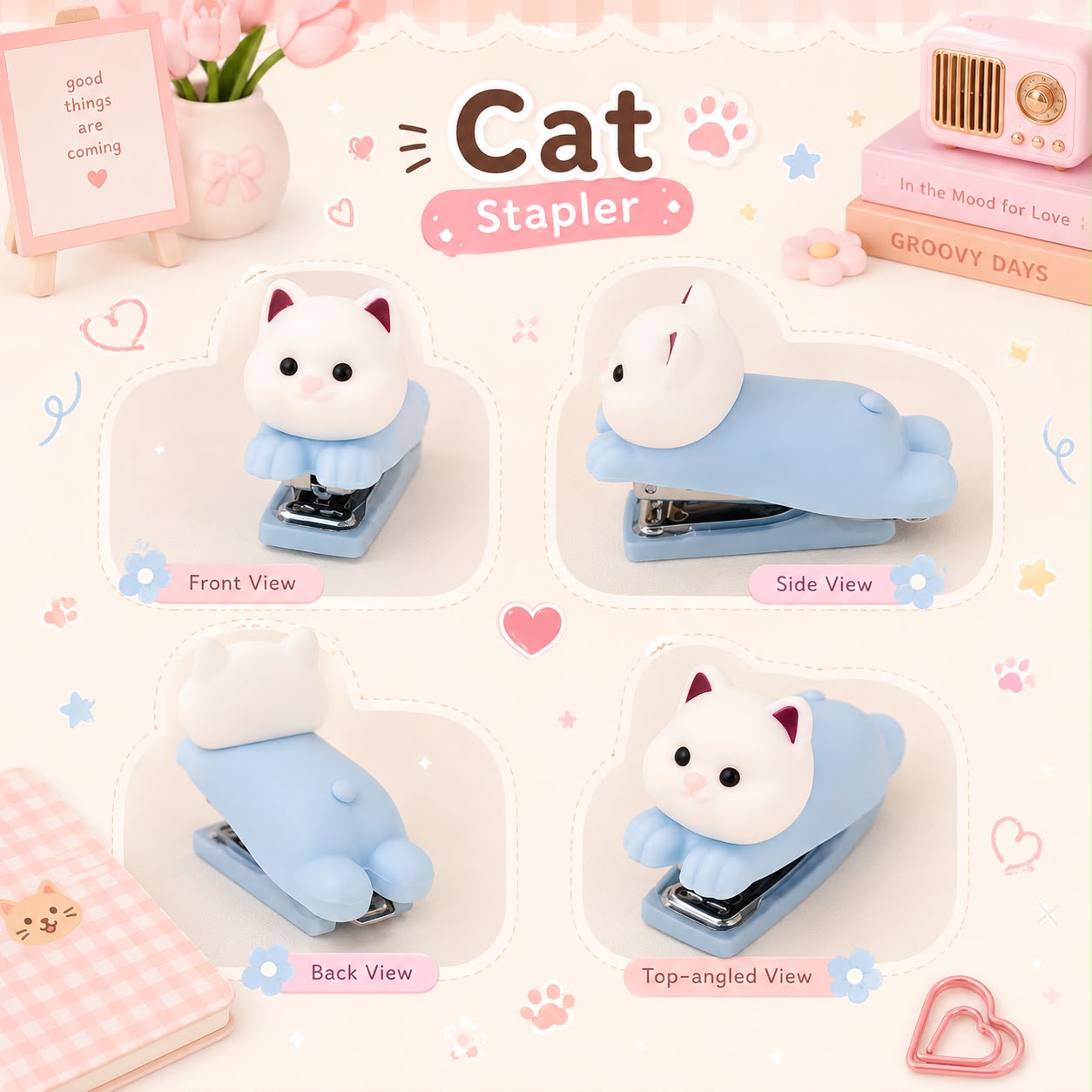 Kawaii Cartoon Silicon Stapler – Cute Animal Stapler