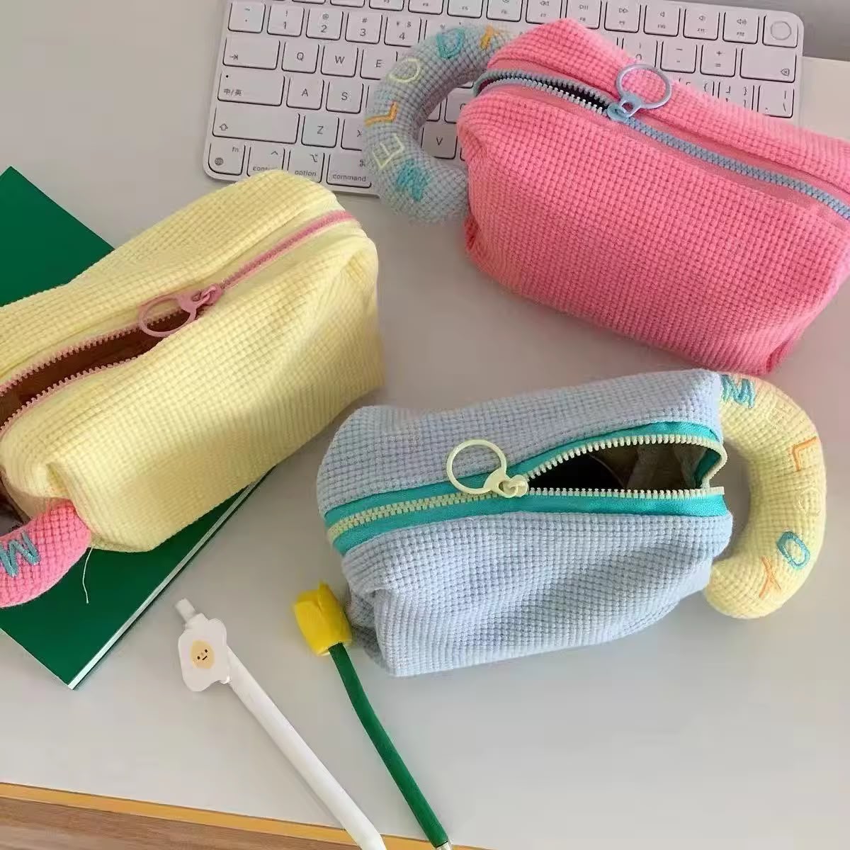Melody Macaron Multipurpose Pouch – Large Capacity Waffle Pouch.