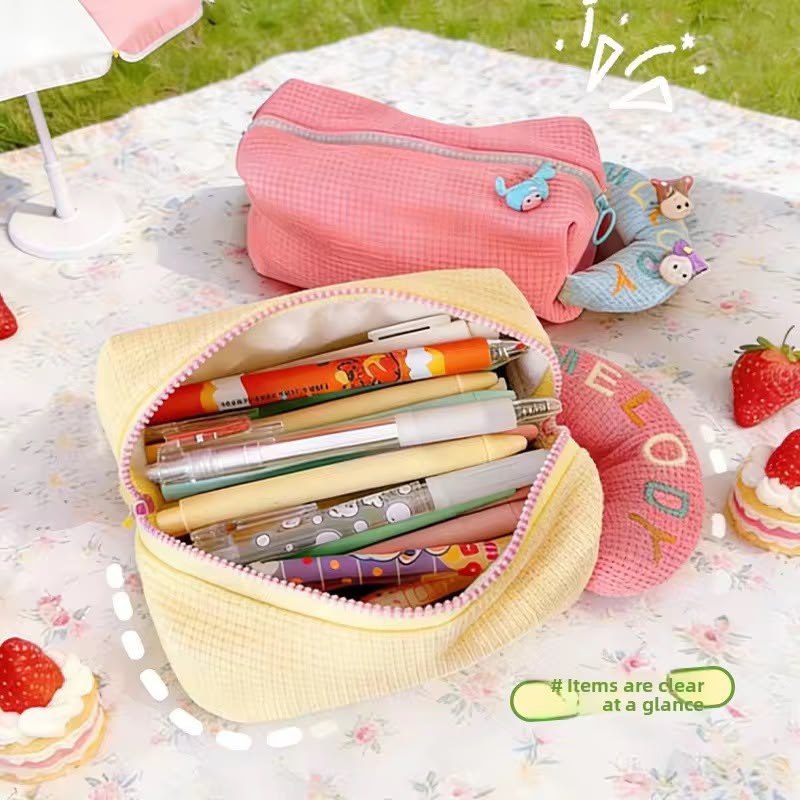 Melody Macaron Multipurpose Pouch – Large Capacity Waffle Pouch.