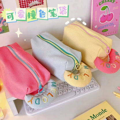 Melody Macaron Multipurpose Pouch – Large Capacity Waffle Pouch.