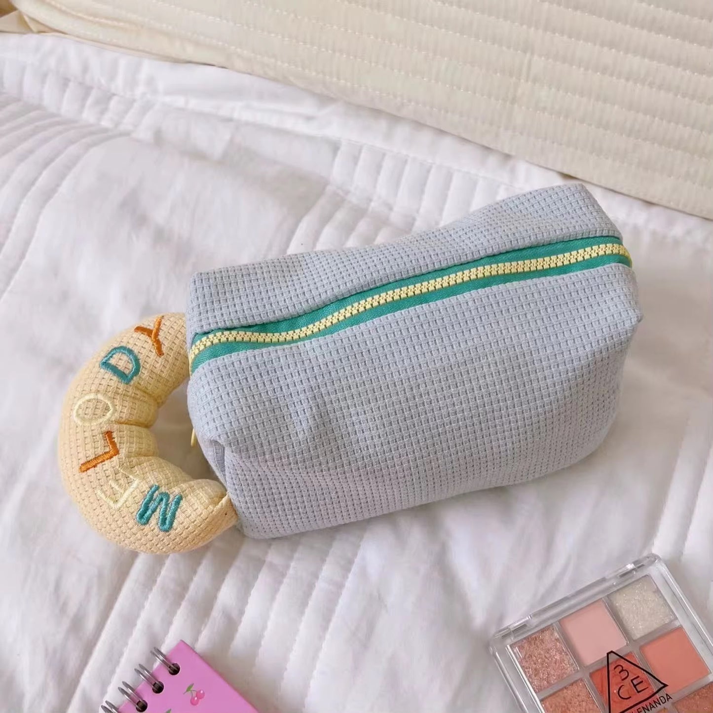 Melody Macaron Multipurpose Pouch – Large Capacity Waffle Pouch.