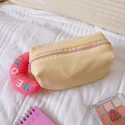 Melody Macaron Multipurpose Pouch – Large Capacity Waffle Pouch.