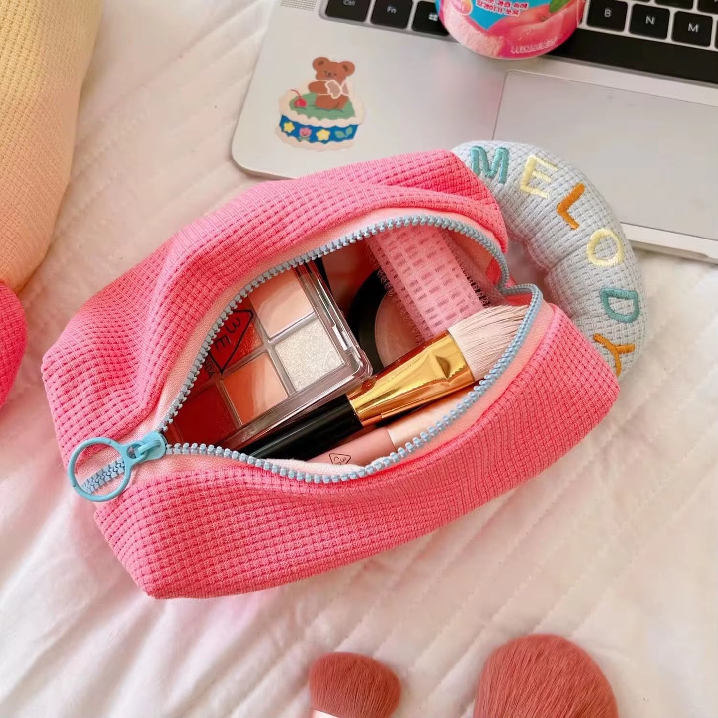 Melody Macaron Multipurpose Pouch – Large Capacity Waffle Pouch.