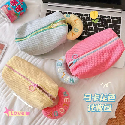 Melody Macaron Multipurpose Pouch – Large Capacity Waffle Pouch.
