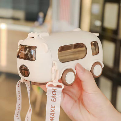 Kawaii Bus Sipper Bottle with Crossbody Strap