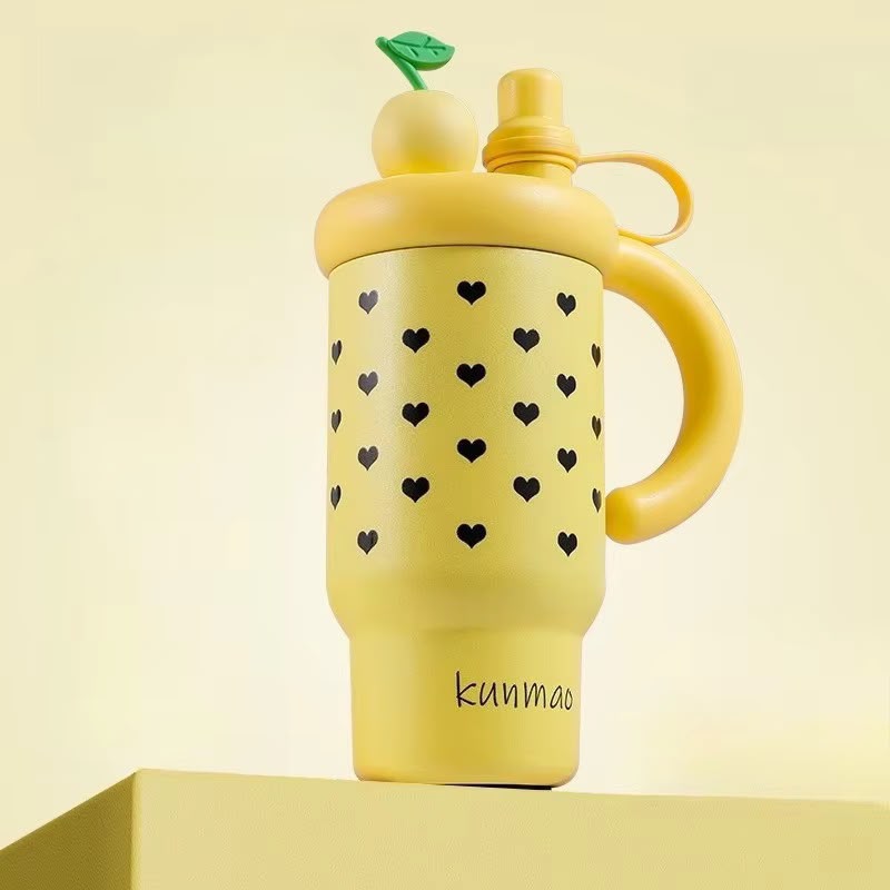 Kawaii Fruit Top Sipper Tumbler with Handle – 2-in-1 Straw & Direct Drink