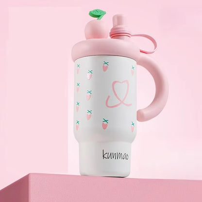 Kawaii Fruit Top Sipper Tumbler with Handle – 2-in-1 Straw & Direct Drink