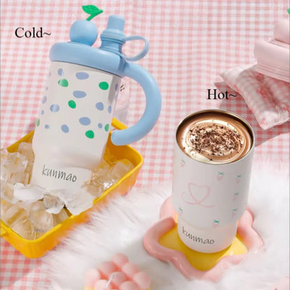 Kawaii Fruit Top Sipper Tumbler with Handle – 2-in-1 Straw & Direct Drink