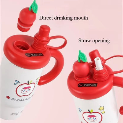 Kawaii Fruit Top Sipper Tumbler with Handle – 2-in-1 Straw & Direct Drink