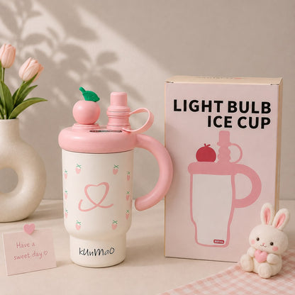 Kawaii Fruit Top Sipper Tumbler with Handle – 2-in-1 Straw & Direct Drink