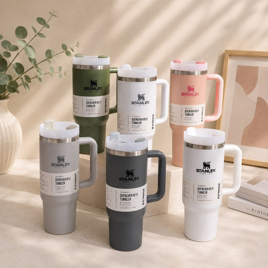 Stanley-Inspired Flowstate Quencher Tumbler | 40oz | Pink, Sage, Fog Blue, Lavender, Grey & White