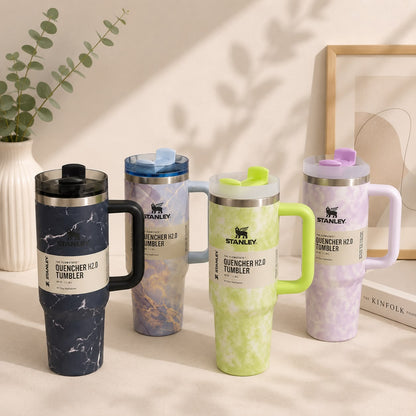 Stanley-Inspired Quencher H2.0 Tumbler | 40oz | Marble & Tie-Dye Edition