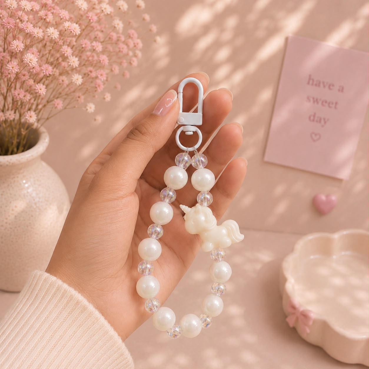 Phone Charm | Unicorn Beaded - Cute Loop Wrist Strap Accessory