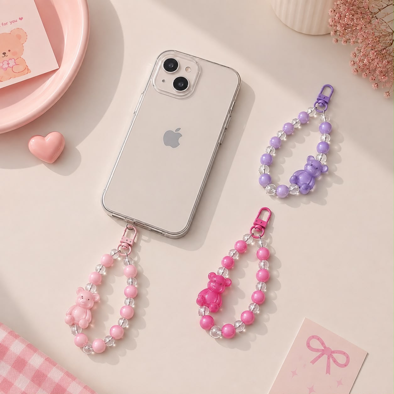Phone Charm | Gummy Bear Beaded - Cute Wrist Strap Loop Accessory