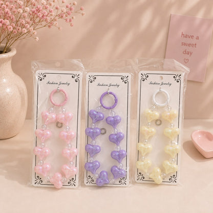 Phone Charm | Puffy Heart Beaded - Cute Loop Wrist Strap Accessory