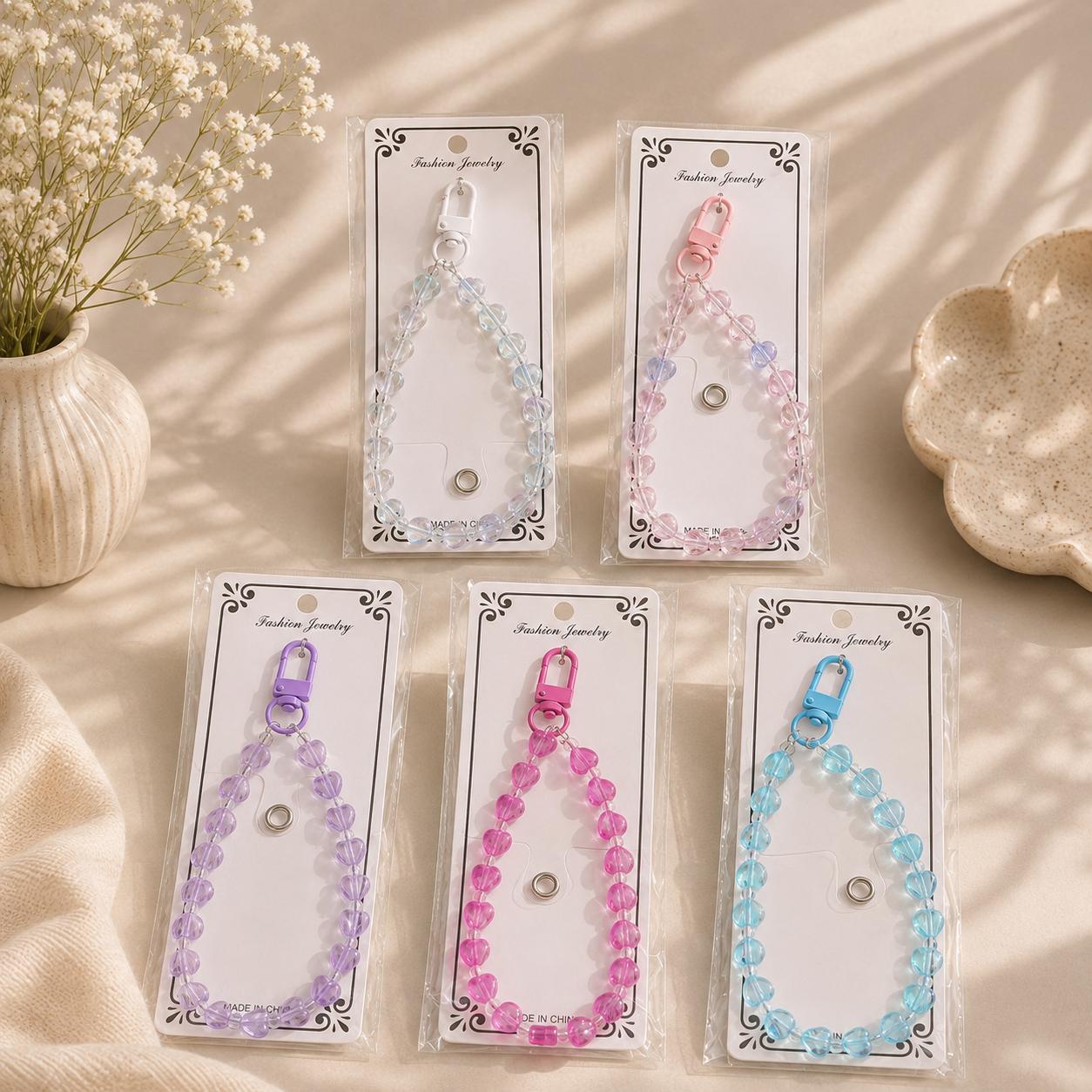 Crystal Bead Phone Charm | Wrist Strap - Translucent Pastel Phone Charm