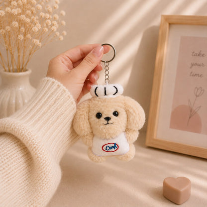 Kawaii Puppy Barista Plushie Keychain & Bag Charm