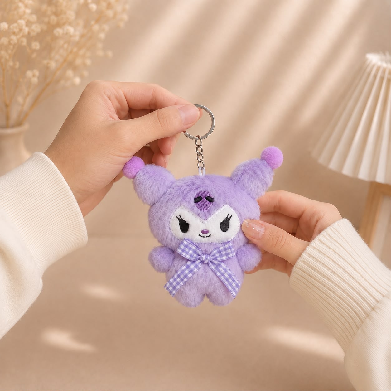 Kuromi-Inspired Kawaii Plushie Keychain & Bag Charm