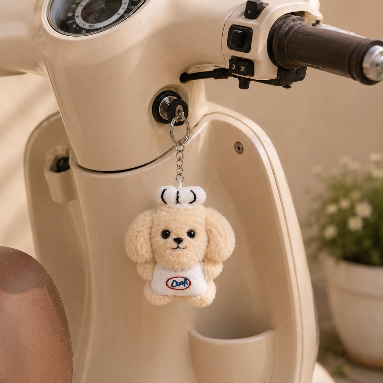 Kawaii Puppy Barista Plushie Keychain & Bag Charm