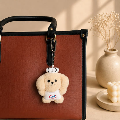 Kawaii Puppy Barista Plushie Keychain & Bag Charm