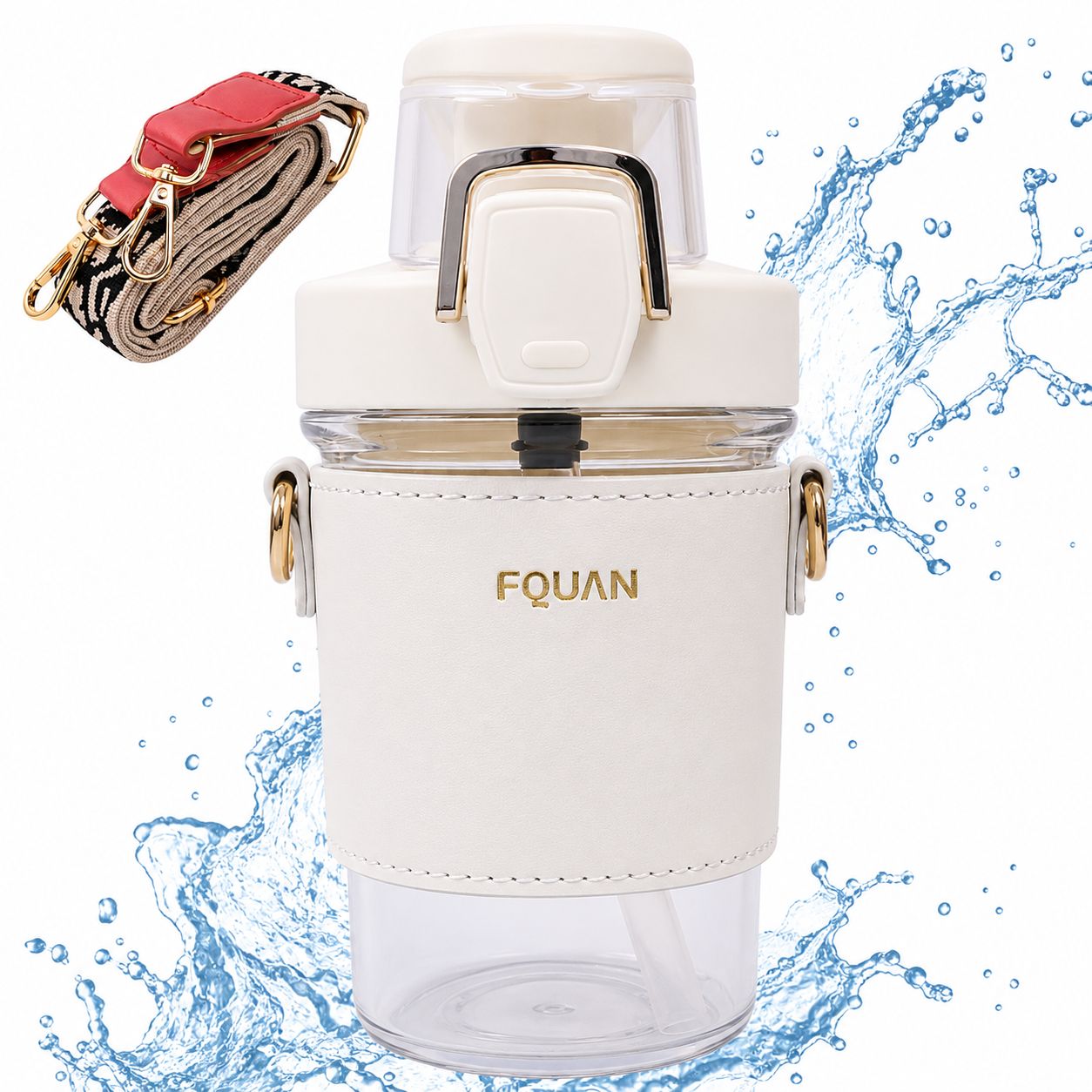 FQUAN Crossbody Water Bottle with Strap