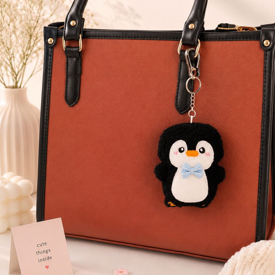 Bow Tie Penguin Plushie Keychain – Kawaii Bird Bag Charm