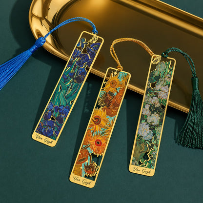 Van Gogh & Monet Art Metal Bookmarks with Silk Tassel
