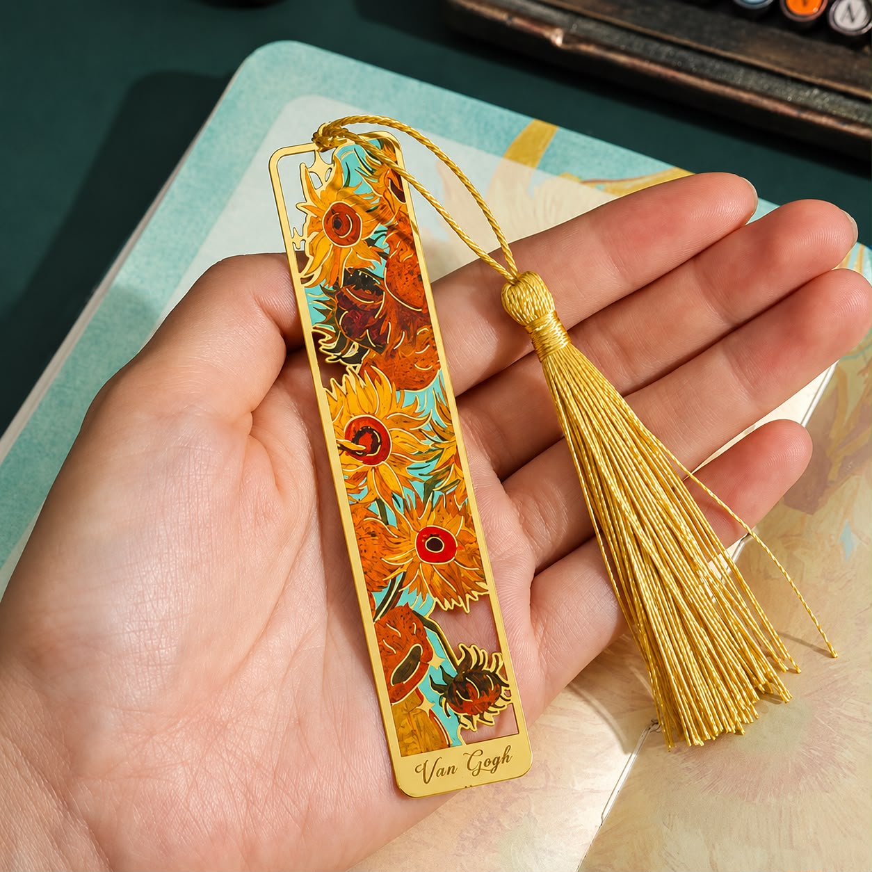 Van Gogh & Monet Art Metal Bookmarks with Silk Tassel