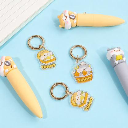 Kawaii Bestie Magnetic Charm Gel Pen Set | Pack of 2 | Bear & Hamster Charms