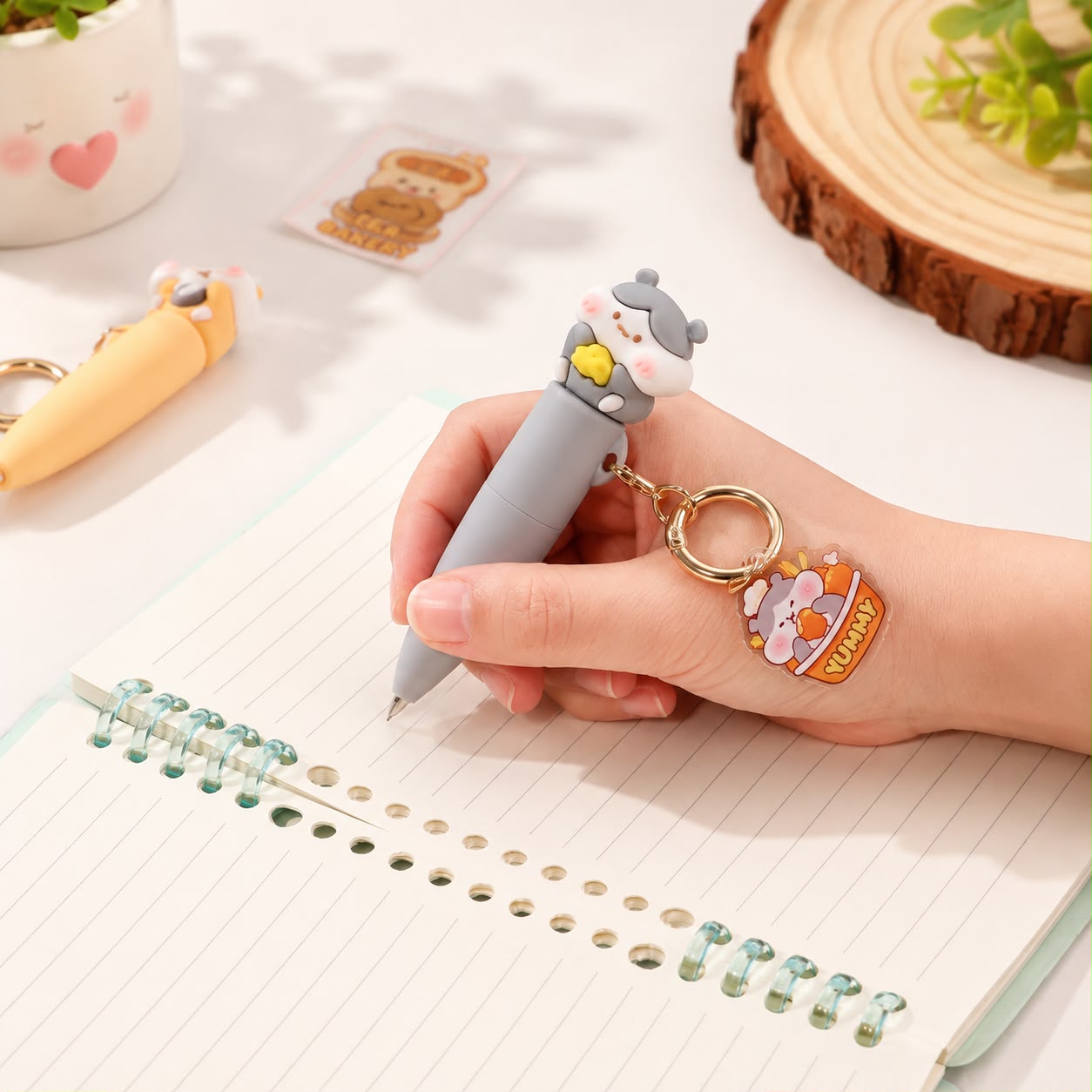 Kawaii Bestie Magnetic Charm Gel Pen Set | Pack of 2 | Bear & Hamster Charms