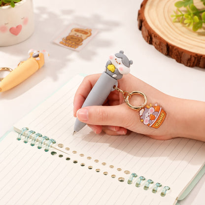 Kawaii Bestie Magnetic Charm Gel Pen Set | Pack of 2 | Bear & Hamster Charms