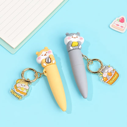 Kawaii Bestie Magnetic Charm Gel Pen Set | Pack of 2 | Bear & Hamster Charms