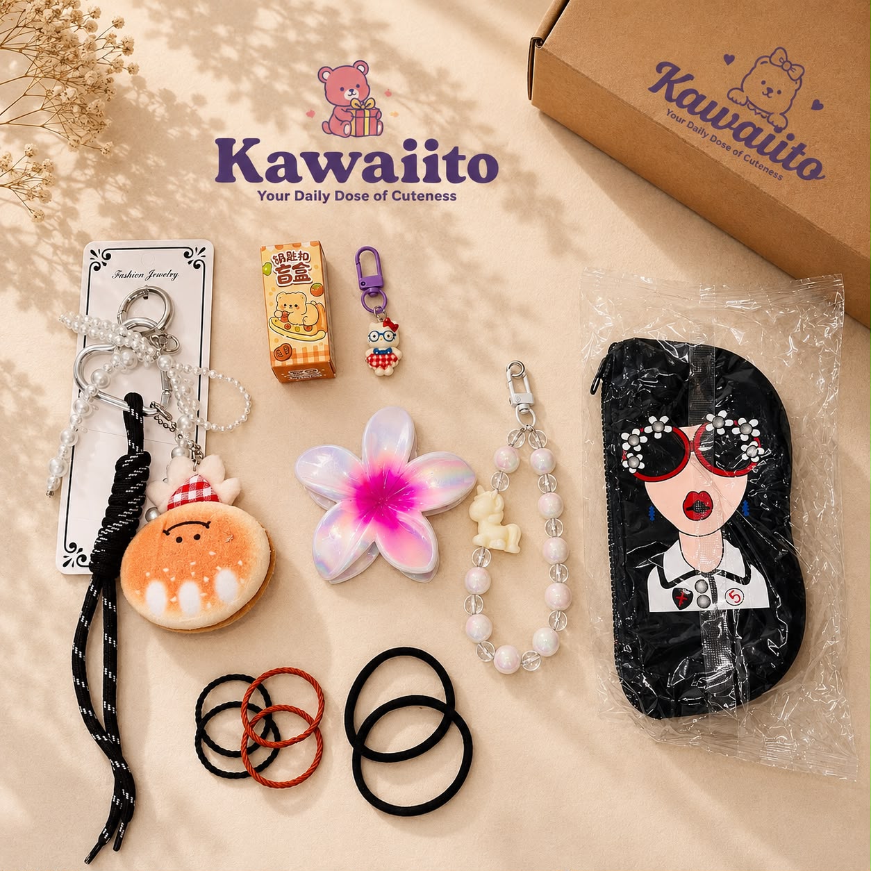 Kawaii Sunglasses Case with Wrist Strap