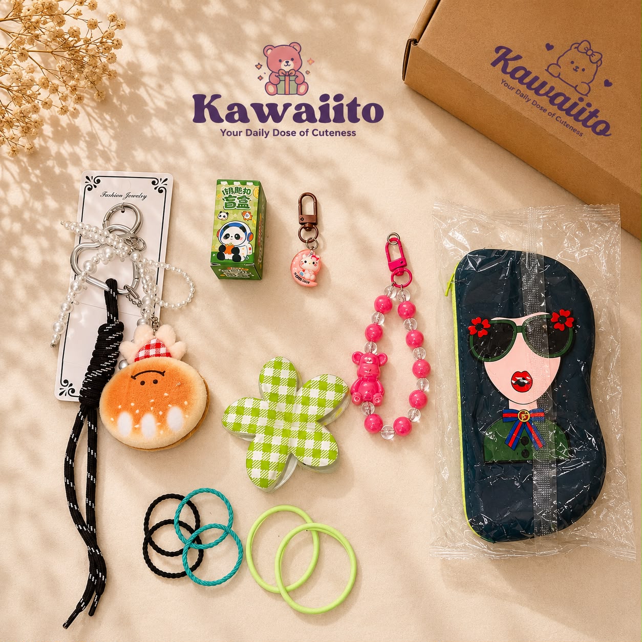 Kawaii Sunglasses Case with Wrist Strap