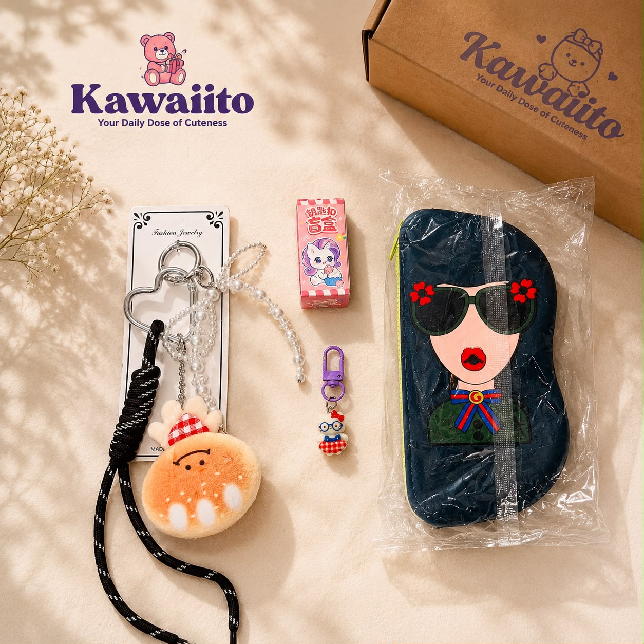 Kawaii Sunglasses Case with Wrist Strap