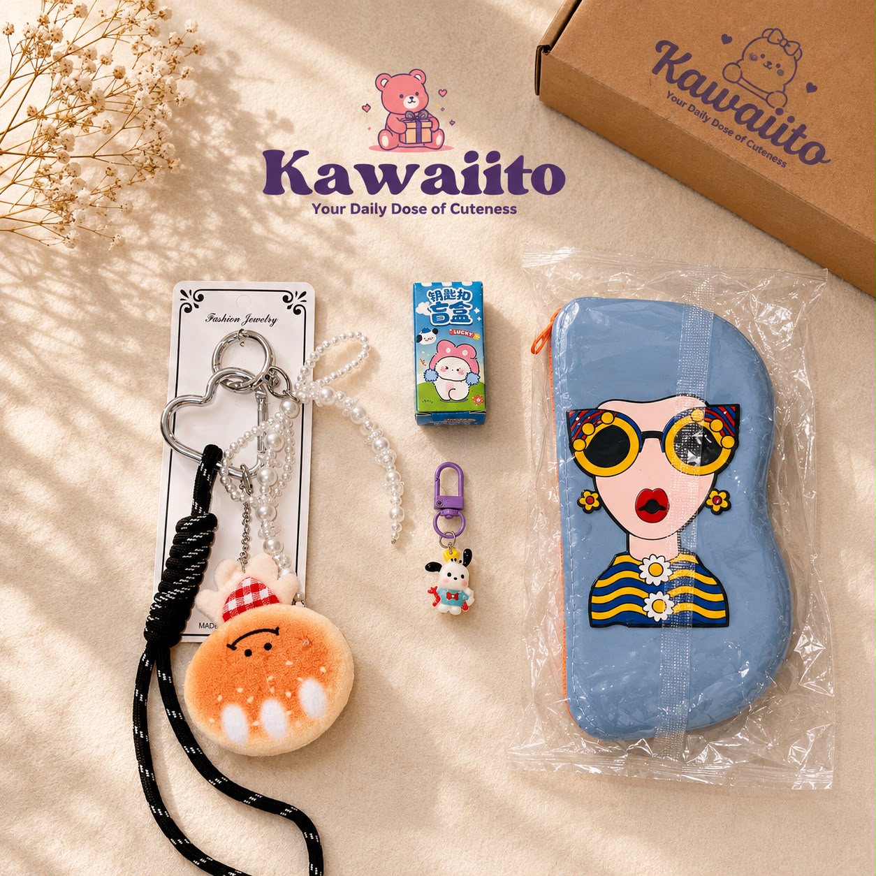 Kawaii Sunglasses Case with Wrist Strap