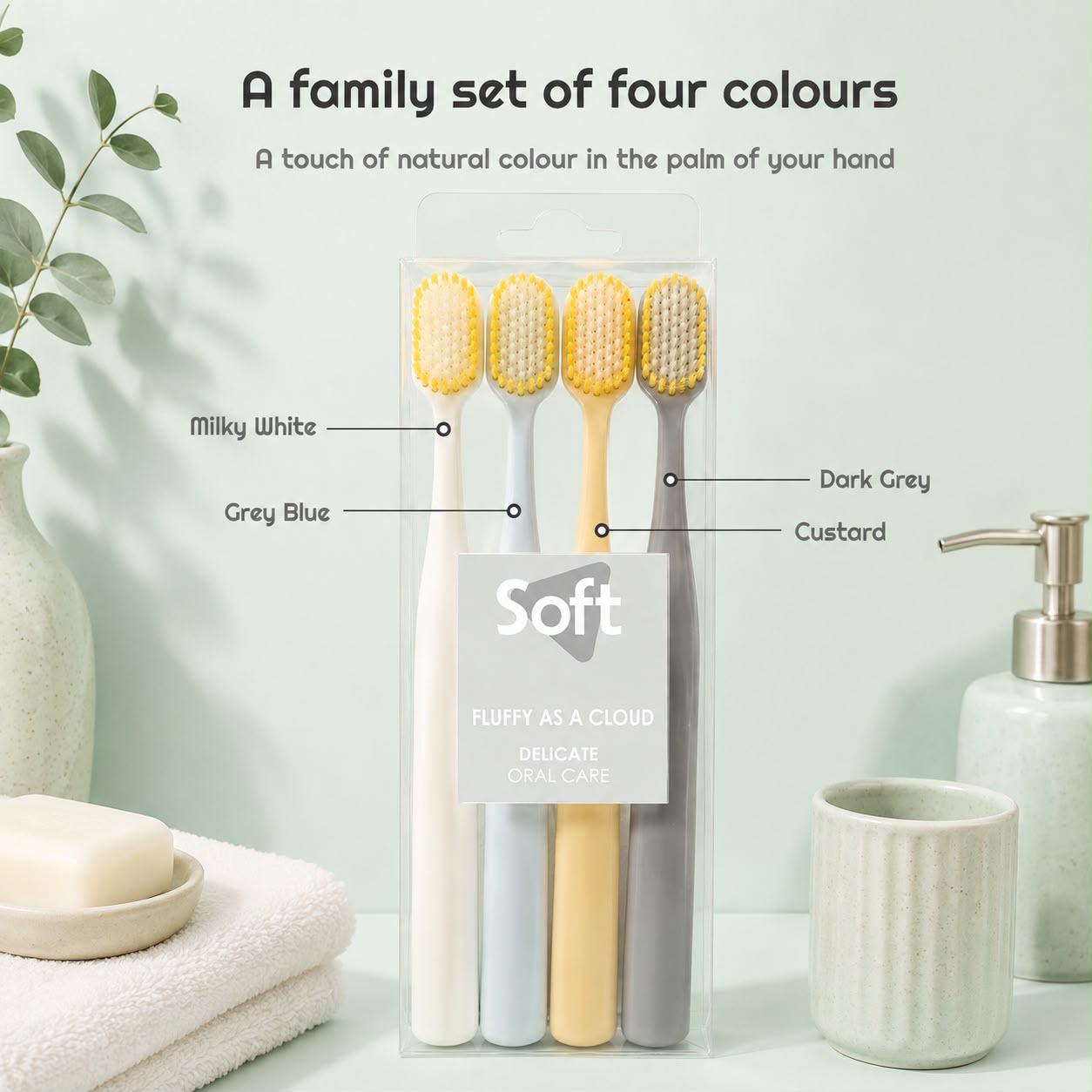Soft Cloud Toothbrush – Set of 4 Classic Nude Colors
