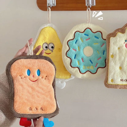 Kawaii Food Print Hanging Hand Towel | Quick Absorbent | Cute Soft Towels