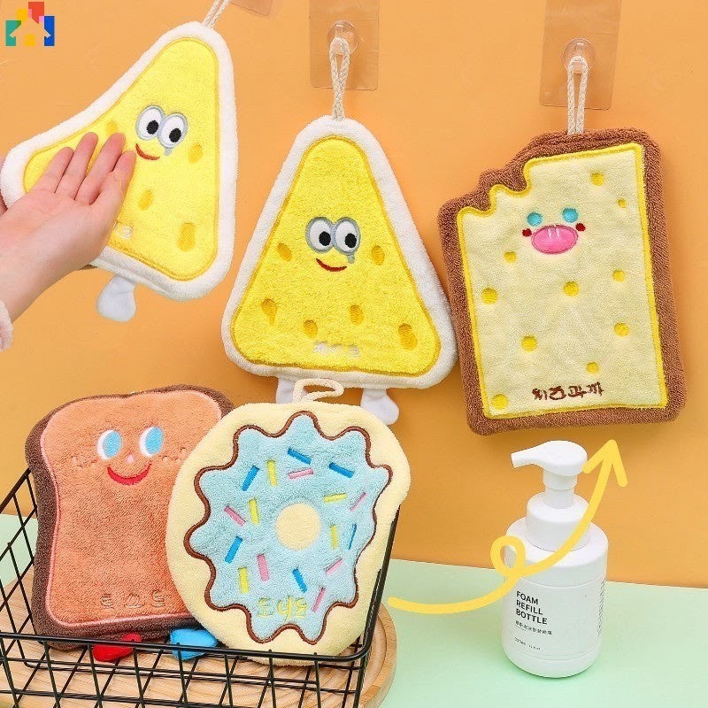 Kawaii Food Print Hanging Hand Towel | Quick Absorbent | Cute Soft Towels