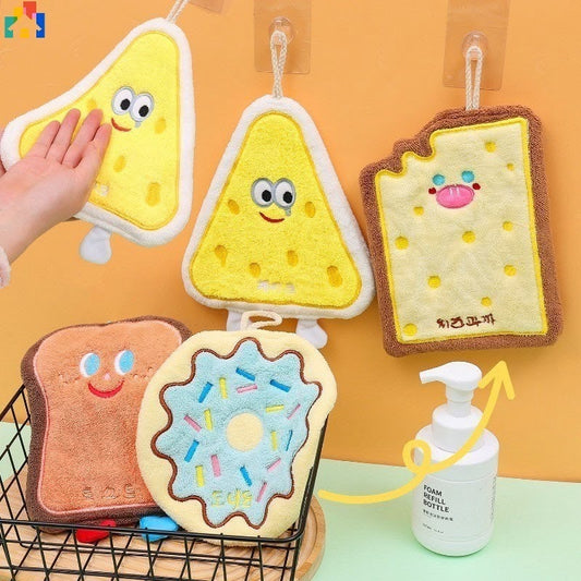 Kawaii Food Print Hanging Hand Towel | Quick Absorbent | Cute Soft Towels