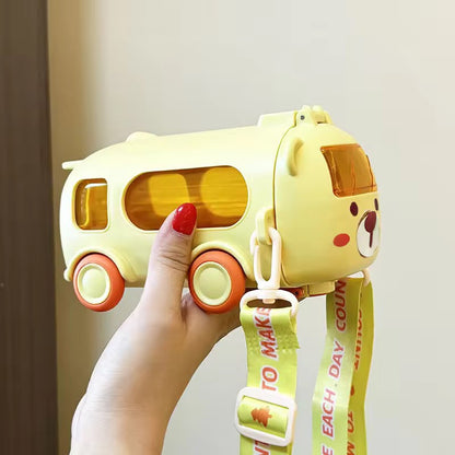 Kawaii Bus Sipper Bottle with Crossbody Strap