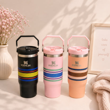 Stanley Inspired IceFlow Flip Straw Tumbler | Citron & Cool Serene Brushstrokes | 30oz