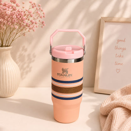 Stanley Inspired IceFlow Flip Straw Tumbler | Citron & Cool Serene Brushstrokes | 30oz