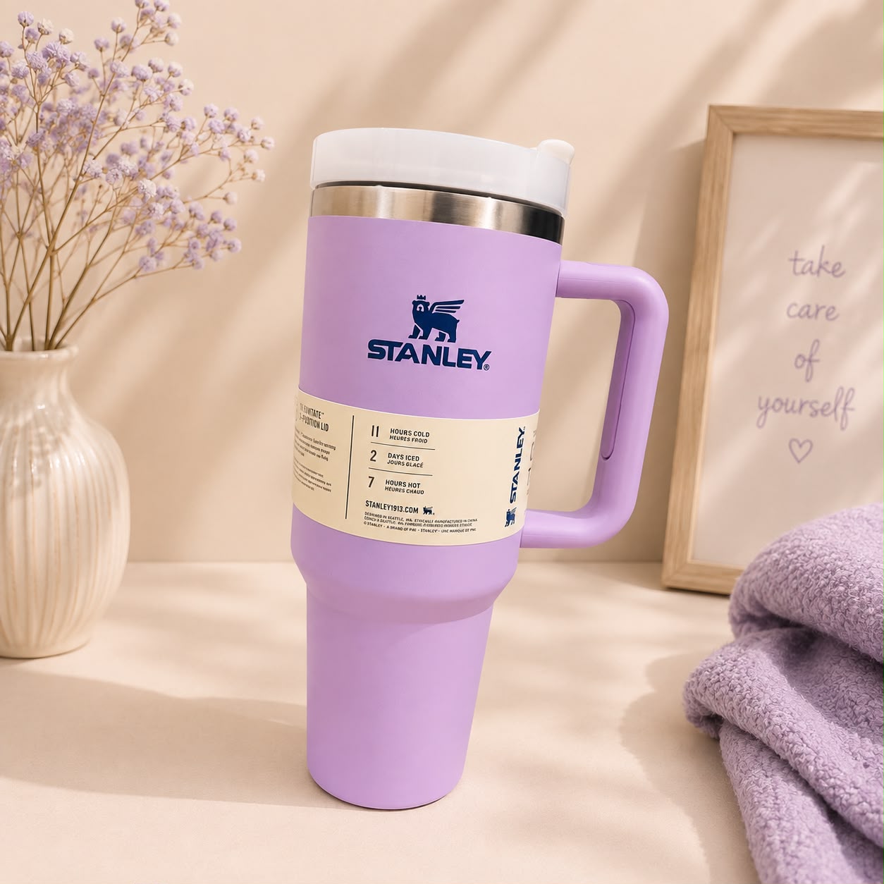 Stanley-Inspired Flowstate Quencher Tumbler | 40oz | Pink, Sage, Fog Blue, Lavender, Grey & White
