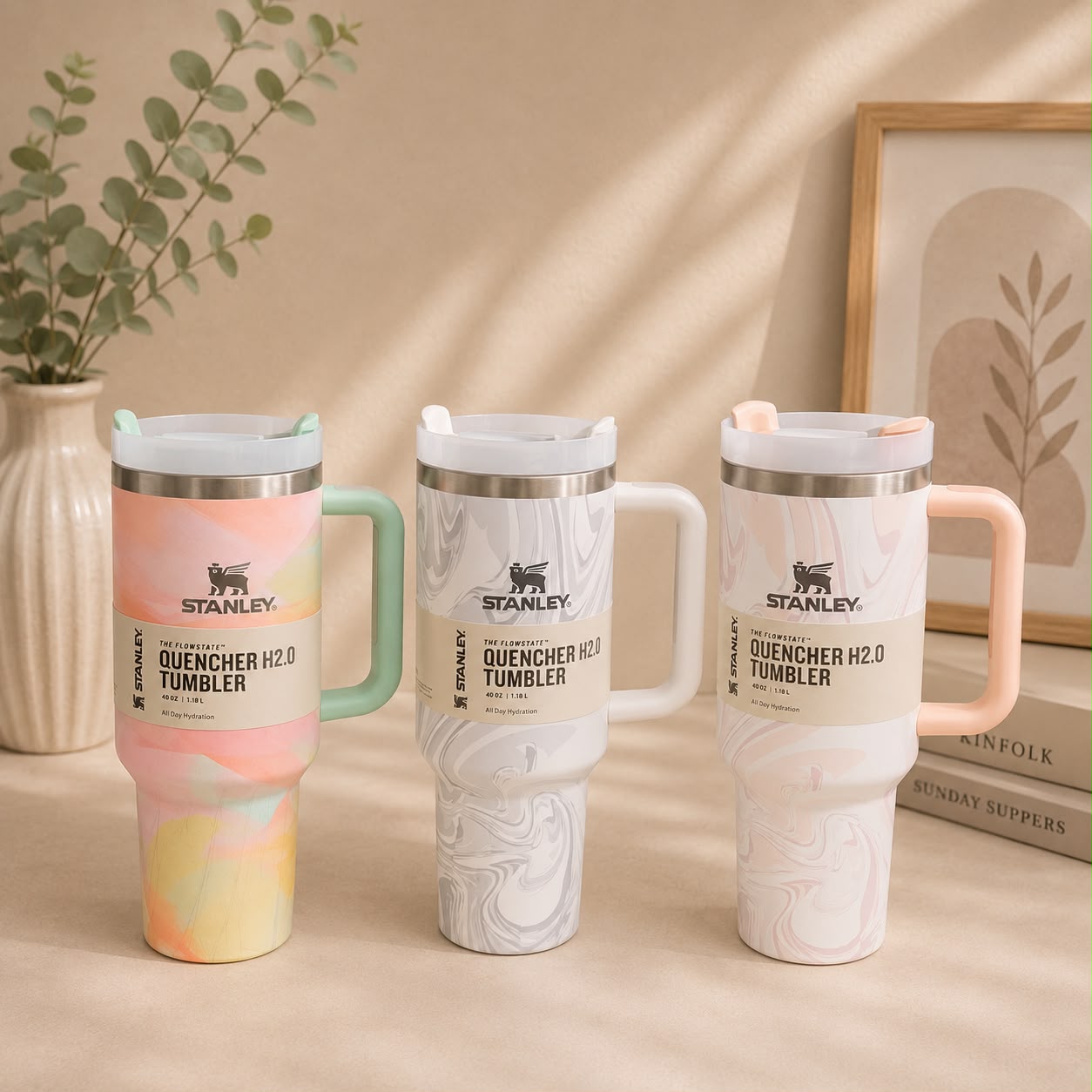 Stanley-Inspired Quencher H2.0 Tumbler | 40oz | Marble & Tie-Dye Edition
