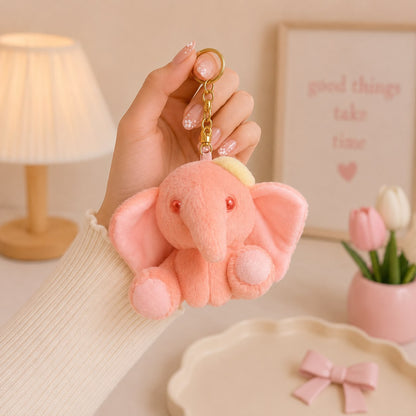 Baby Elephant Plushie Keychain – Soft Kawaii Bag Charm