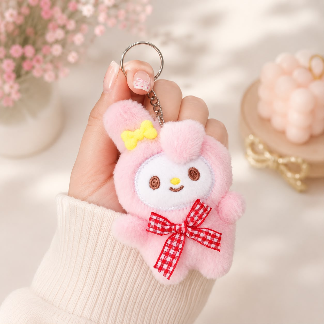 My Melody-Inspired Kawaii Plushie Keychain & Bag Charm